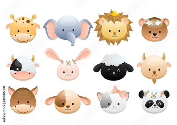 Fototapeta Cute animal character frame vector