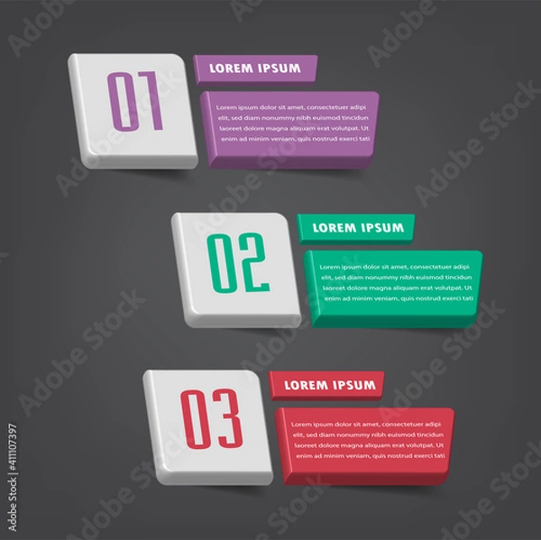 Fototapeta modern 3D text box template, banner Infographics