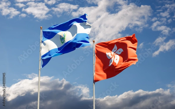 Fototapeta Flags of Hong Kong HK and El Salvador.