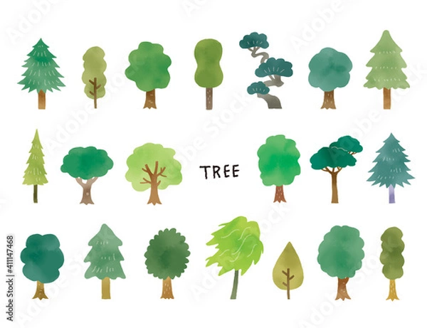 Fototapeta シンプルな木のイラストアイコンセット
