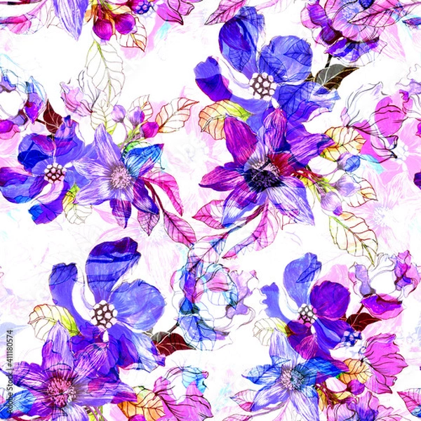 Obraz Beautiful seamless floral pattern background.
