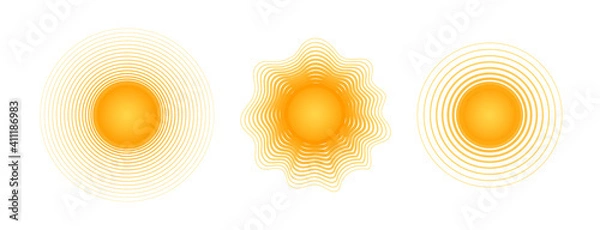 Fototapeta Solar radial pattern Orange abstract banner from lines Sun shape design element with a lines pattern rays Decorative sun icon solar symbol for creative design of summer spring theme Vector solar set