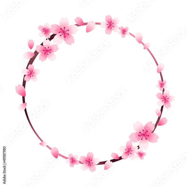 Obraz 黒い輪と桜のフレーム