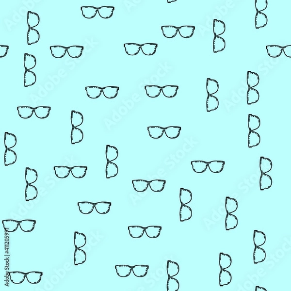 Fototapeta Seamless pattern with glasses. Retro vector background with eyeglasses.