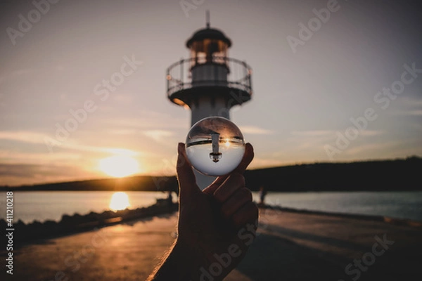 Obraz lighthouse at sunset