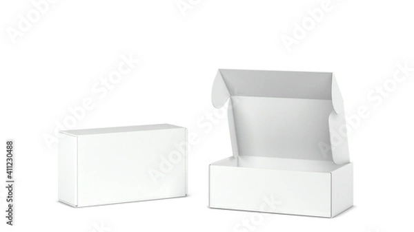 Fototapeta Blank tuck in flap packaging box mockup