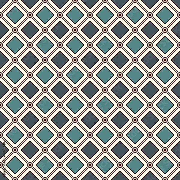 Fototapeta Contemporary geometric pattern. Repeated squares, diamonds motif. Simple ornament. Modern abstract background. Seamless surface design. Geo wallpaper. Digital paper, textile print. Vector art