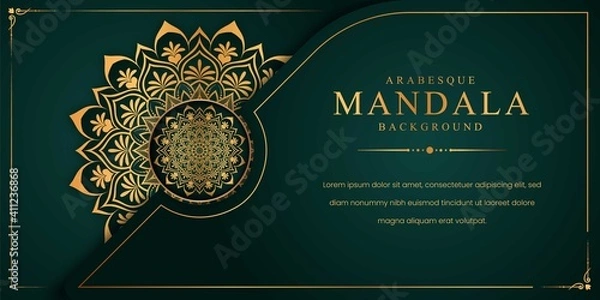 Obraz Luxury mandala background with golden arabesque pattern Arabic Islamic east style. Decorative mandala for print, poster, cover, brochure, flyer, banner.
