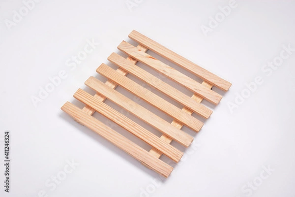 Fototapeta High angle view of mini wood pallet