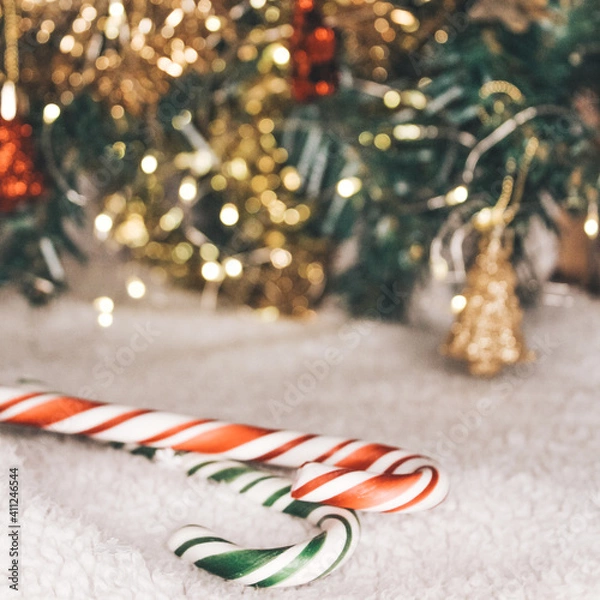 Obraz Christmas background with Christmas tree 