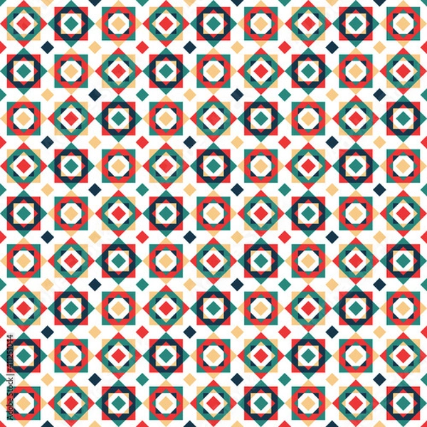 Fototapeta Vector of Thai modern seamless pattern style or simple of geometry square and diamond paterrn.