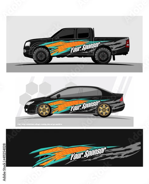Obraz Car wrap graphic racing abstract strip and background for car wrap and vinyl sticker - Vector

