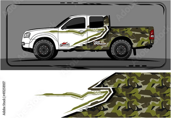 Obraz Car wrap graphic racing abstract strip and background for car wrap and vinyl sticker - Vector
