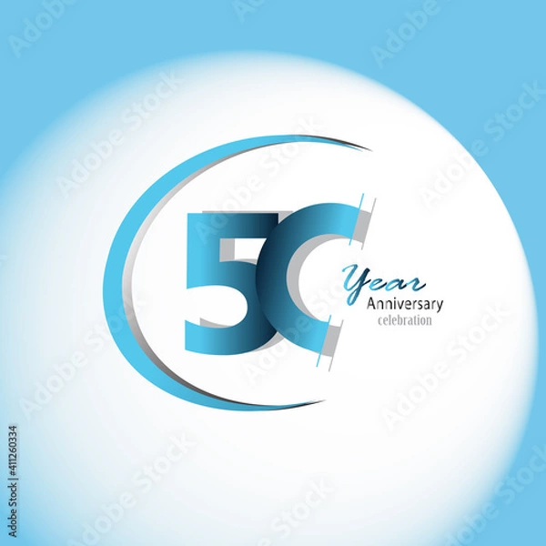 Fototapeta 50 Year Anniversary Logo Vector Template Design Illustration blue and white