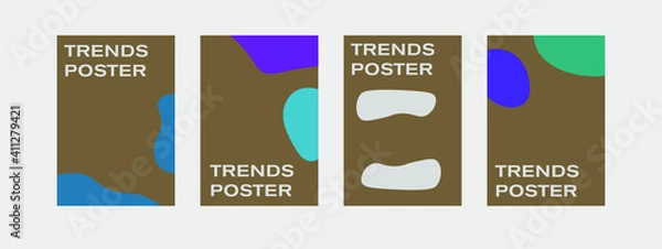 Fototapeta Company identity brochure template collection. Business presentation vector A4 vertical orientation front page mock up set. Corporate report cover abstract geometric illustration design layout bundle.