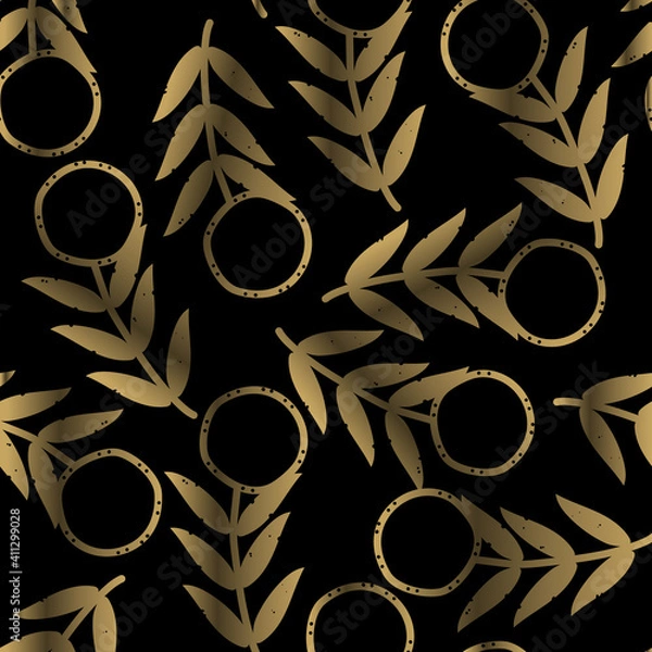 Fototapeta black art deco pattern with flower pattern
