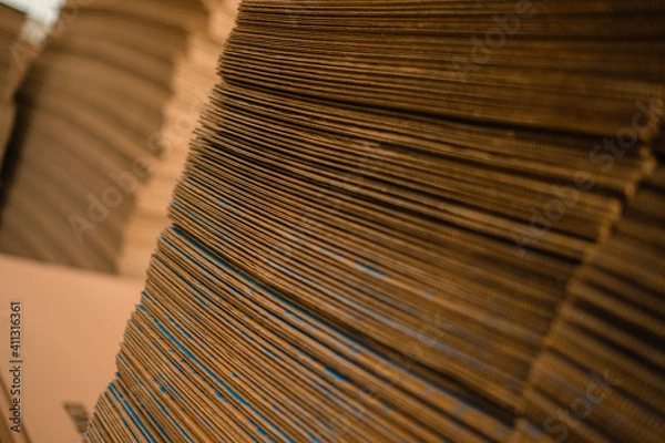 Fototapeta Bales of stacked cardboard sheets
