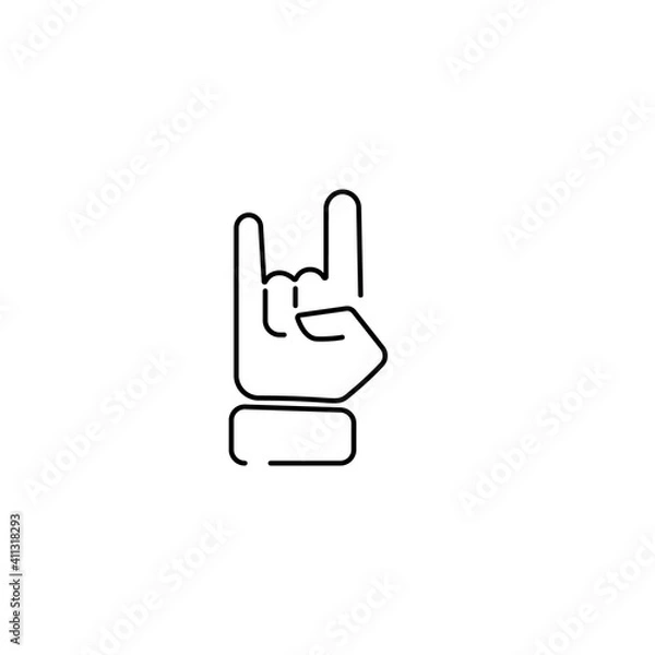 Fototapeta rock music emoji, finger gesture line art vector icon for apps and websites