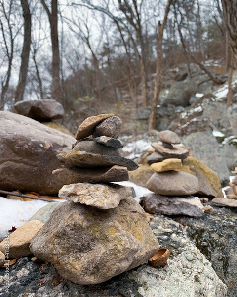 Fototapeta Rock balancing at Mohonk Preserve, New York