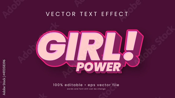 Fototapeta Girl Power text effect with pink color design and editable text