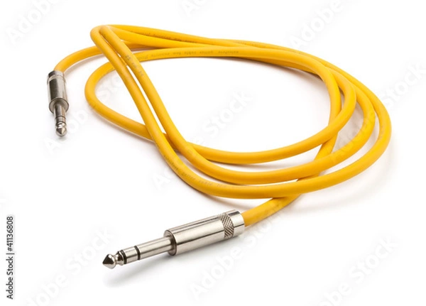 Obraz yellow electric guitar cable