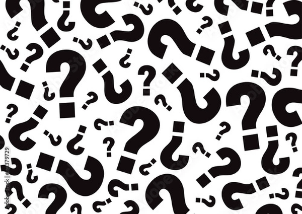 Fototapeta random black question mark for background, vector illustration