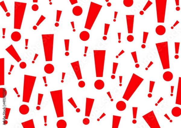Fototapeta random red exclamation mark for background, vector illustration