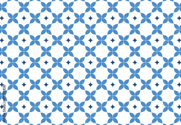 Fototapeta Beautiful blue and white background pattern, for wall decoration, or tile pattern.