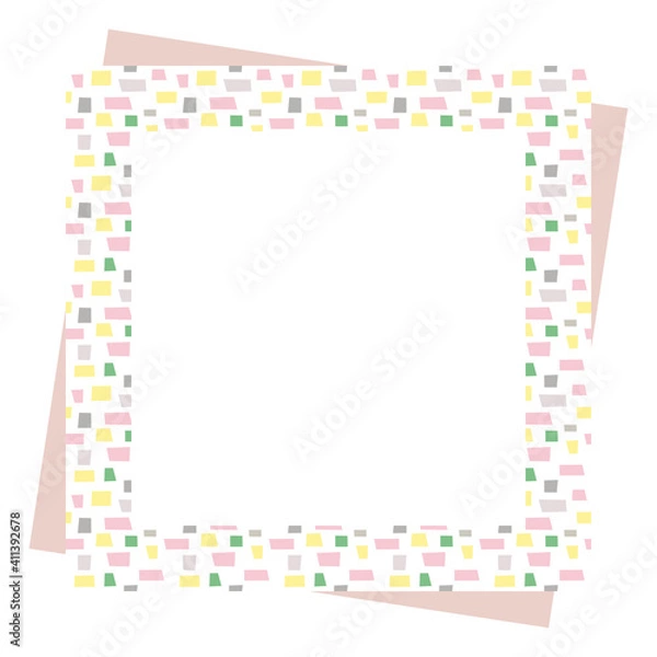 Fototapeta レンガ模様のスクエア型フレーム　ピンク