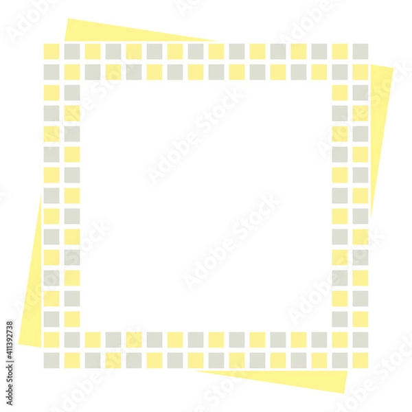 Fototapeta タイル模様のスクエア型フレーム　イエロー