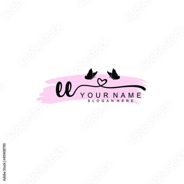 Fototapeta EE Initial handwriting logo template vector