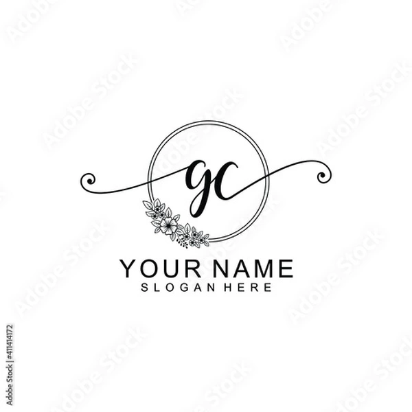 Fototapeta GC Initial handwriting logo template vector