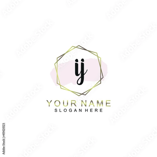 Obraz IJ Initial handwriting logo template vector