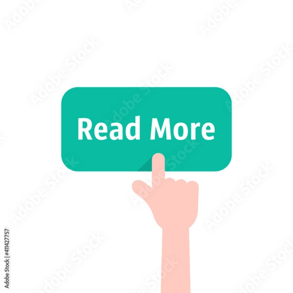 Fototapeta forefinger press on green read more button
