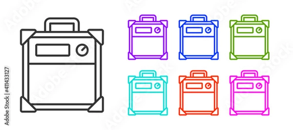 Fototapeta Black line Guitar amplifier icon isolated on white background. Musical instrument. Set icons colorful. Vector.