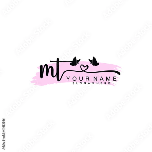 Obraz MT Initial handwriting logo template vector