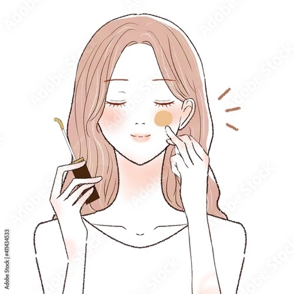 Fototapeta 女性　コンシーラー　塗る