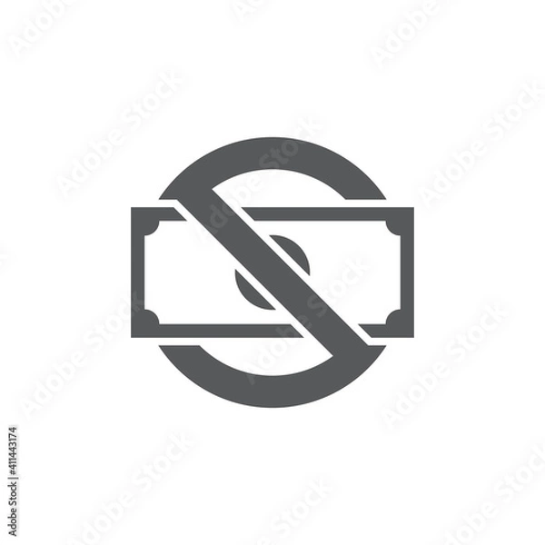 Obraz No money icon, color, line, outline vector sign, linear style pictogram isolated on white. Symbol, logo illustration