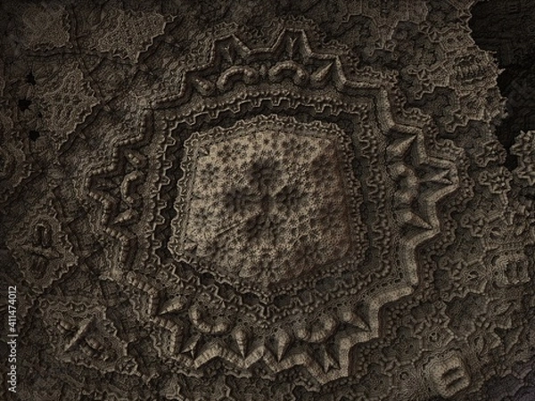 Fototapeta A bizarre fractal structure that looks alike as an ancient alien artifact.