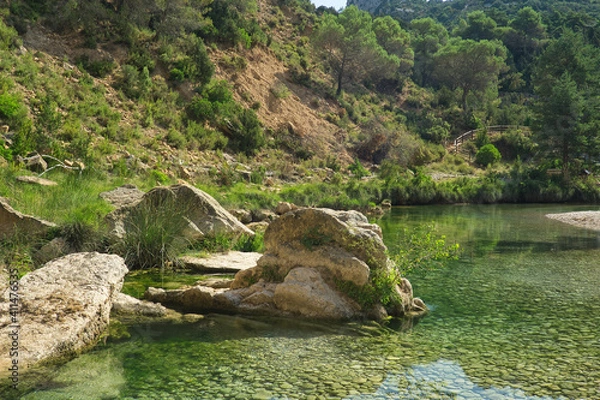 Fototapeta beautiful natural pools, along the Alcanadre river in Fuente de Tamara, located in the Aragonese Pyrenees, Huesca, Spain.