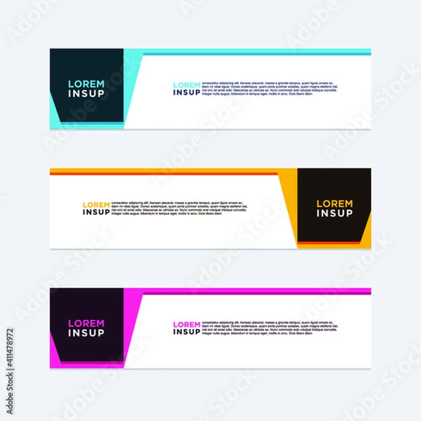 Fototapeta abstract geometric web design banner template isolated on dark grey background