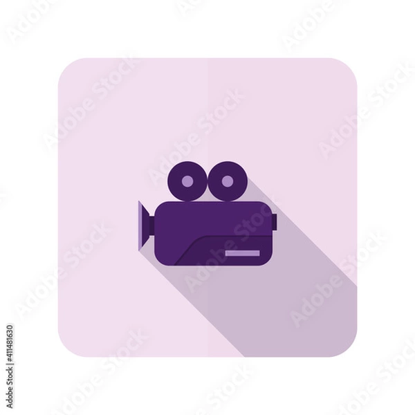 Fototapeta Flat style camera with long shadows. Vector illustration.