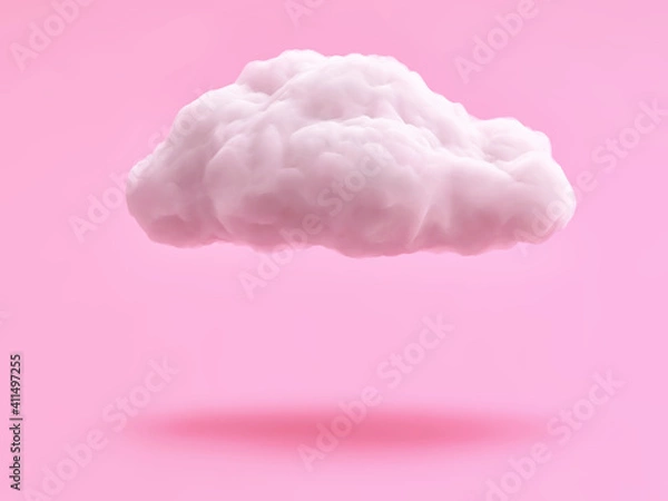 Fototapeta White cloud isolated on pink background. Clipping path included