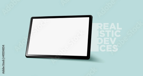 Fototapeta Realistic horizontal black tablet pc pad computer mockups vector EPS.
