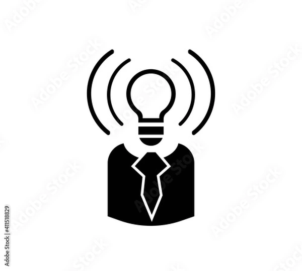 Fototapeta Mind awareness icon in flat style. Idea human vector illustration on isolated background. Customer brain business concept.