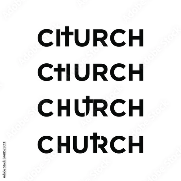 Fototapeta set collection CHURCH INITIAL LETTER LOGO WITH CROSS ICON SIMPLE ILLUSTRATION VECTOR DESIGN ISOLATED BACKGROUND