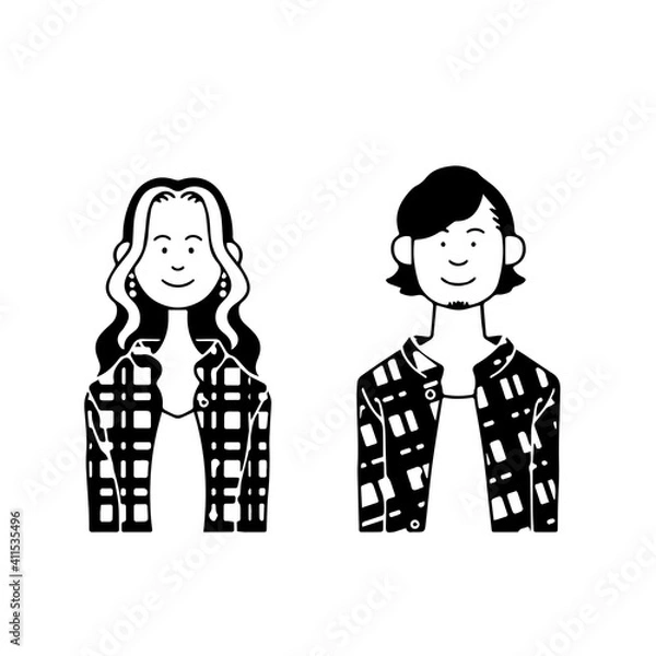 Fototapeta 柄シャツの男女