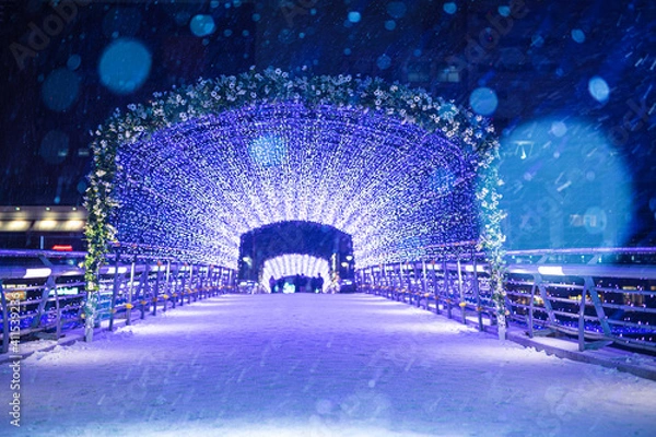 Obraz 雪の降る小倉イルミネーション　