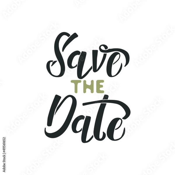 Obraz "Save the date" text isolated on white. Vector illustration.
