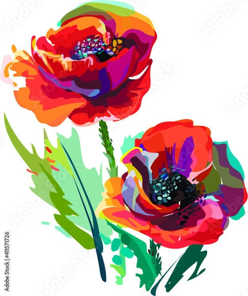 Fototapeta Red field poppies.